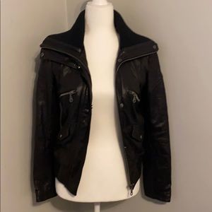 Leather bomber jacket